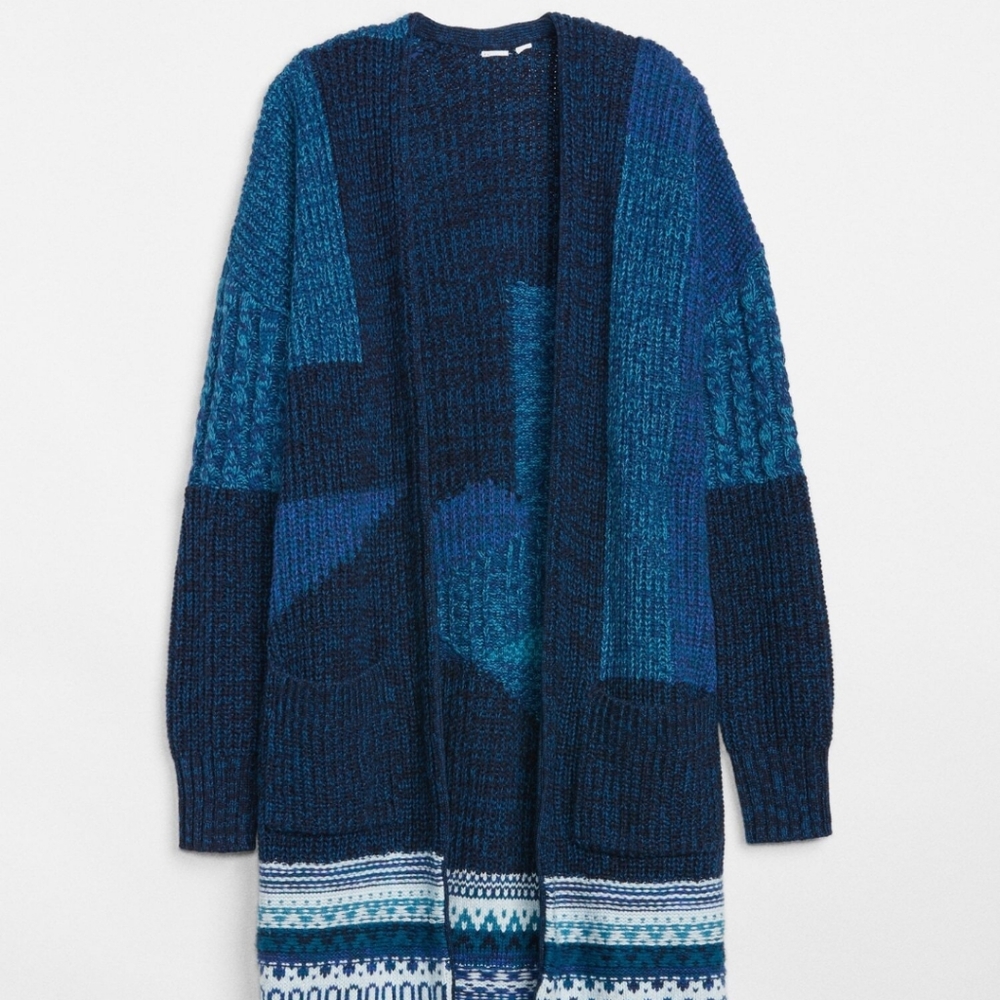 GAP Mix-Knit Patchwork Duster Cardigan Sweater S
